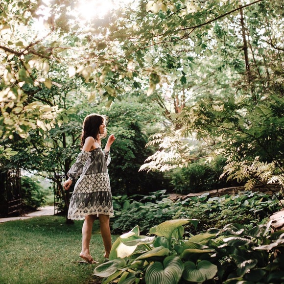 Cotton Off shoulder mini embroidered dress - Picture 3 of 3